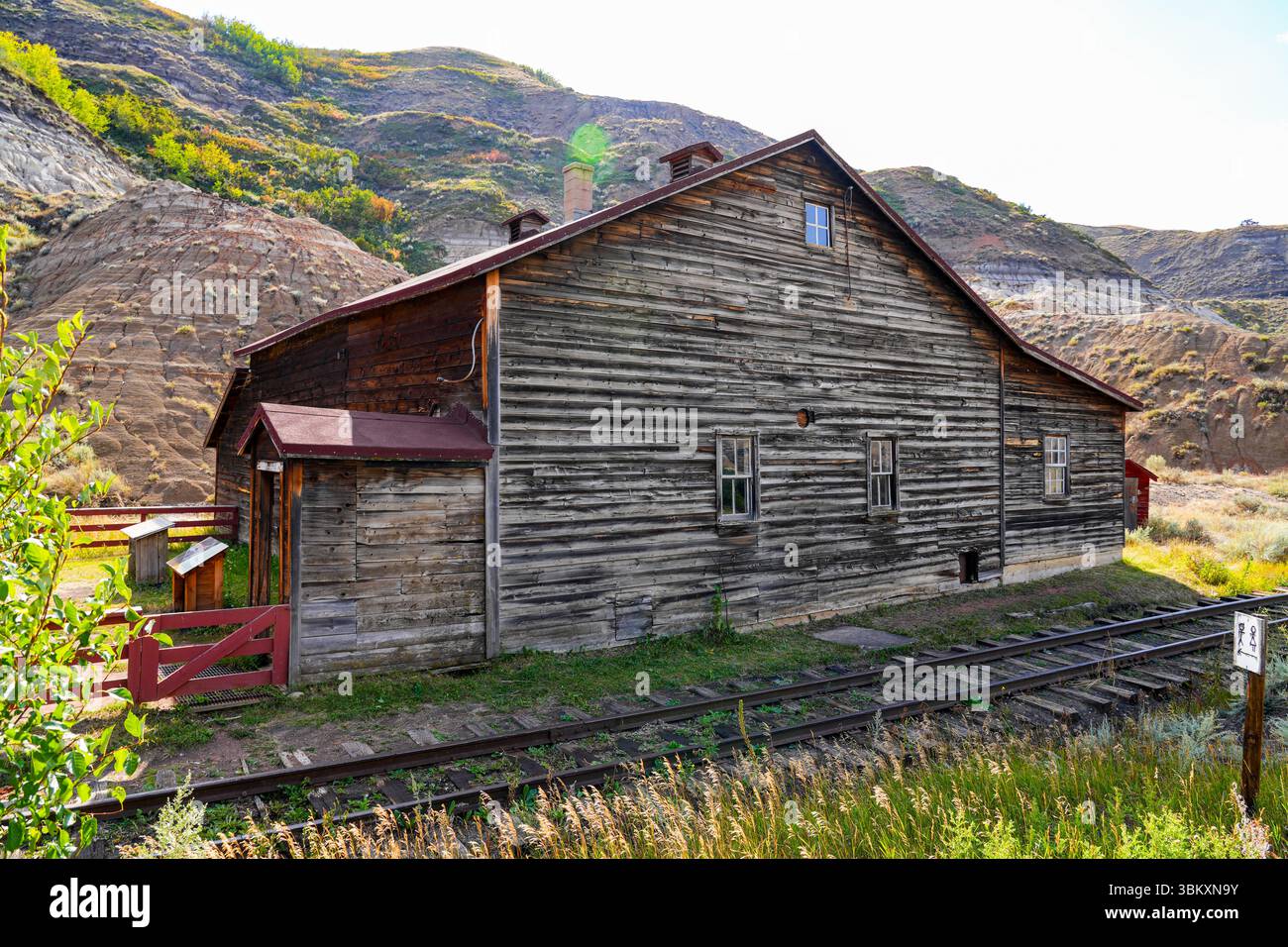 Washhouse of the Atlas Coal Mine, un sito storico nazionale del Canada situato vicino a Drumheller in Alberta Foto Stock