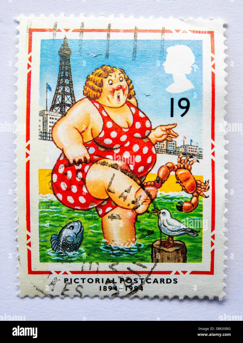 Il francobollo britannico emesso nell’ambito di un insieme di cartoline pittoriche in occasione del centenario del Regno Unito, Foto Stock