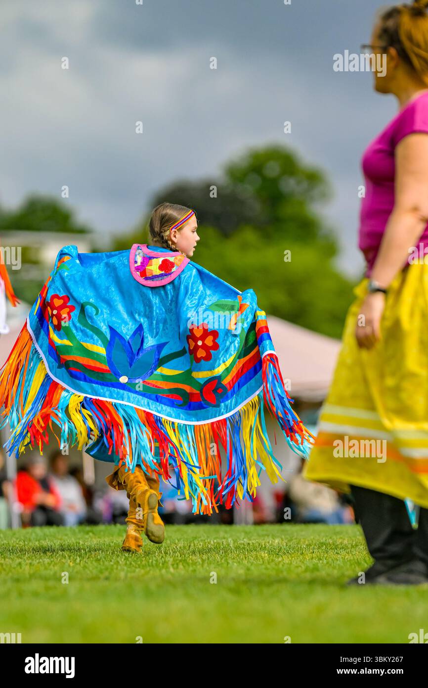 Pow Wow Dancers, National Indigenous Peoples Day, Vancouver, British Columbia, Canada Foto Stock
