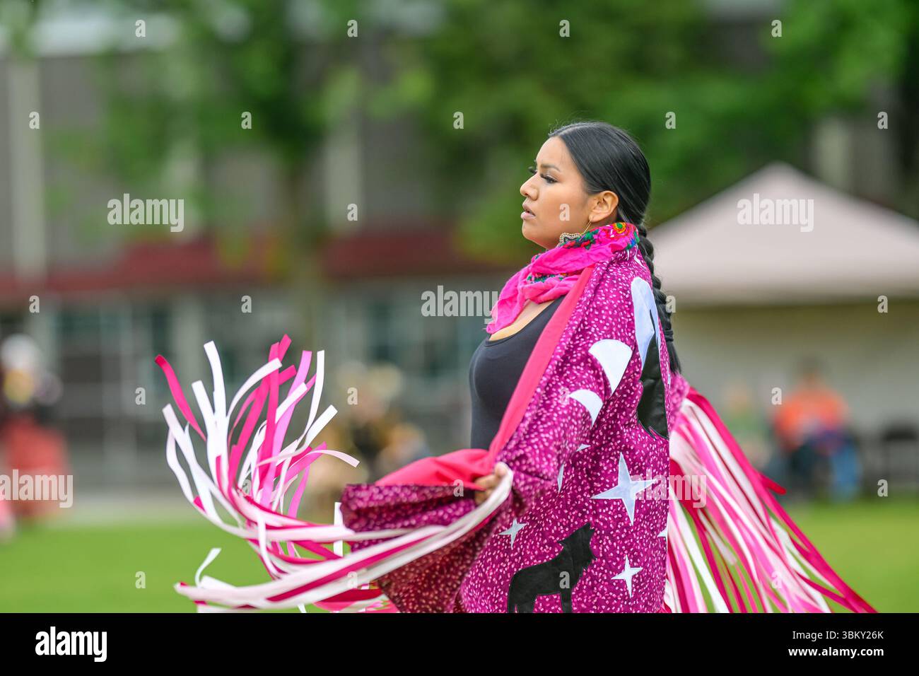 Pow Wow Dancers, National Indigenous Peoples Day, Vancouver, British Columbia, Canada Foto Stock