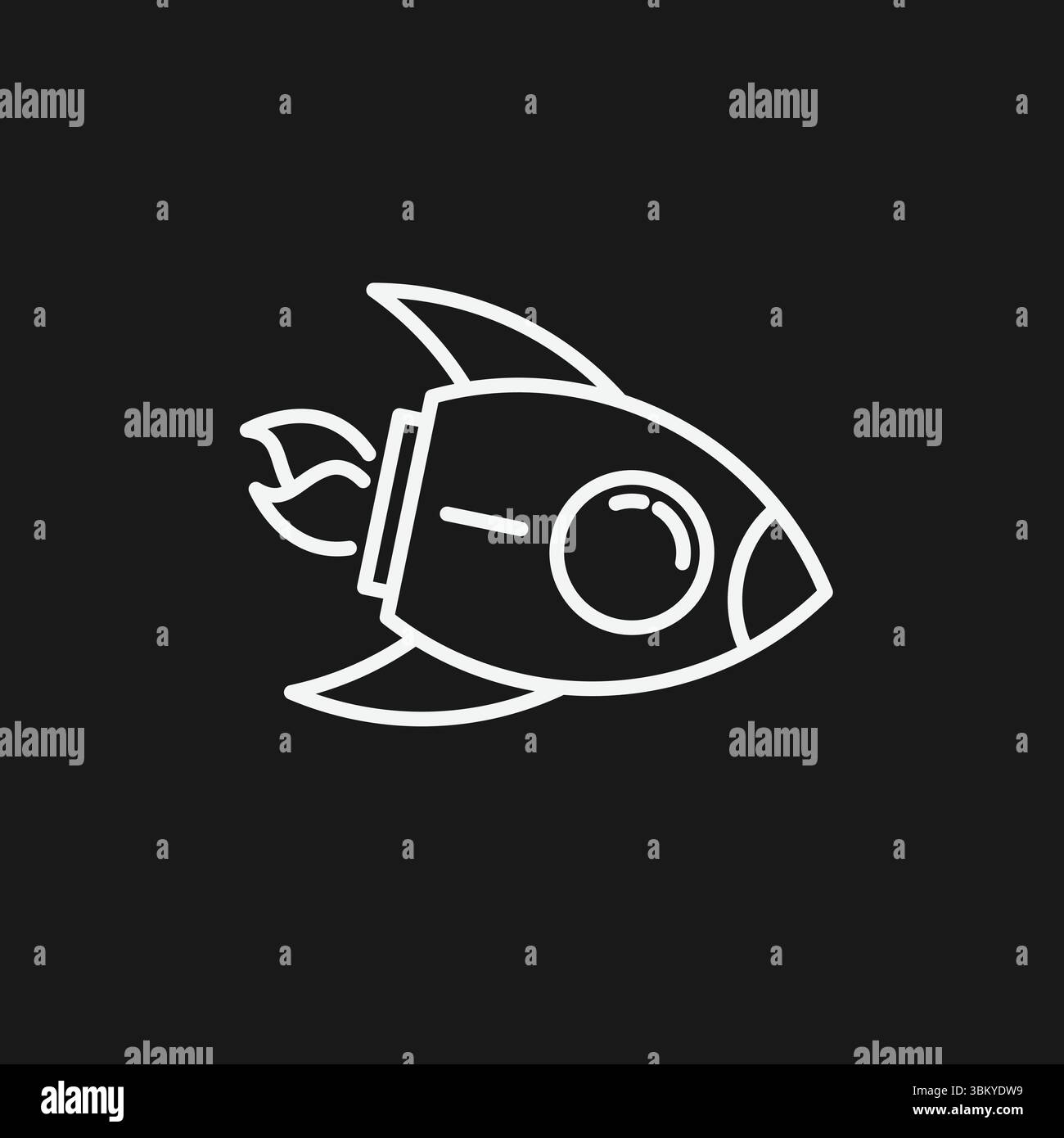 Icona della navicella spaziale simbolo di viaggio, lancio, avvio e innovazione Illustrazione Vettoriale