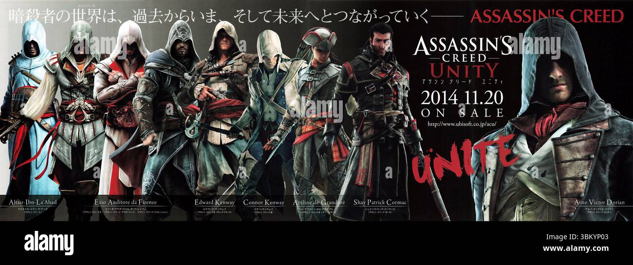 2014 Promo giapponese del videogioco Assassin's Creed Unity Foto Stock