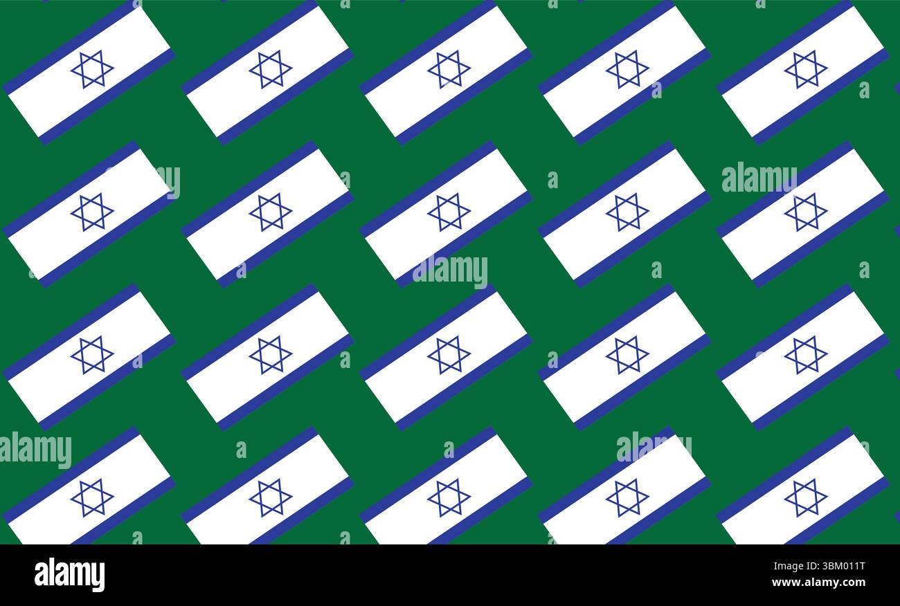 Moderna bandiera israeliana sfumata e colorata con stella di David e audaci barre blu per la decorazione Illustrazione Vettoriale