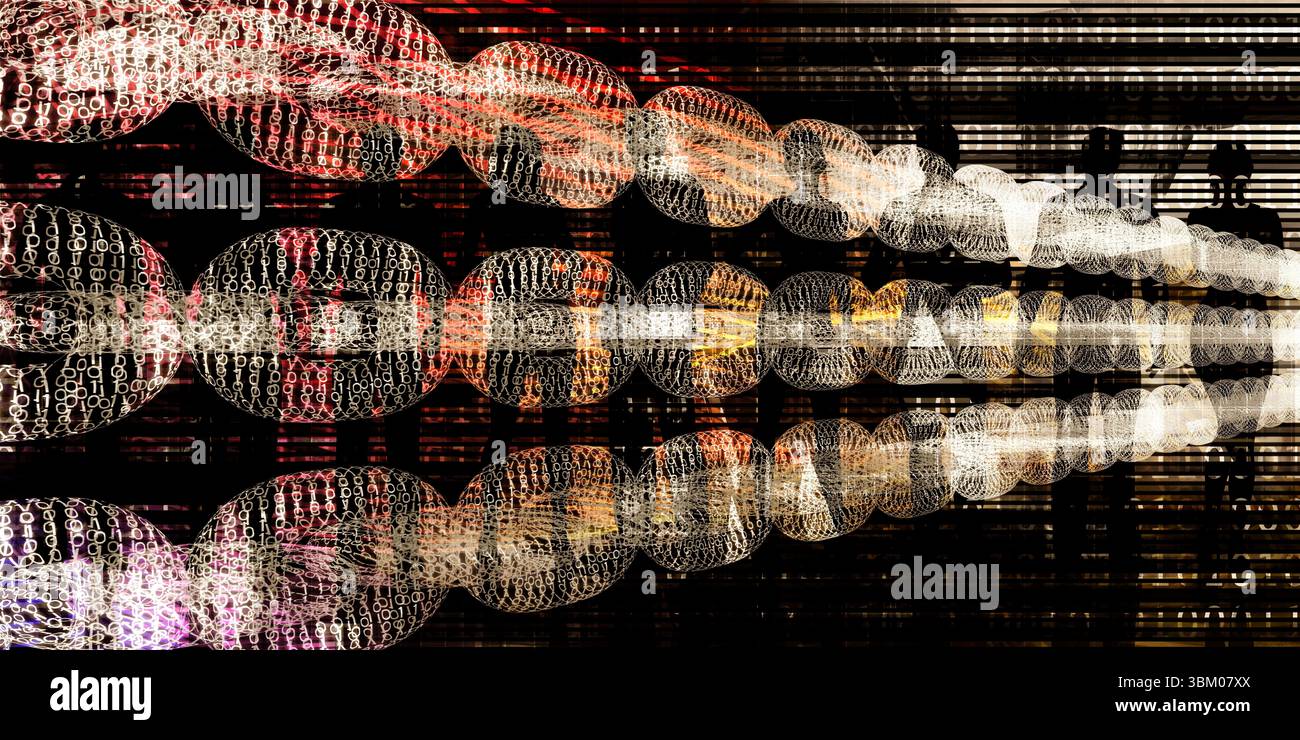 Concetto Di Sistema Abstract Background Con Blocchi Di Dati Dinamici Foto Stock