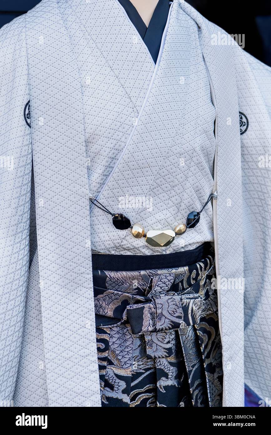 Dettaglio di una rapina giapponese di un uomo, Kyoto, Giappone Foto Stock