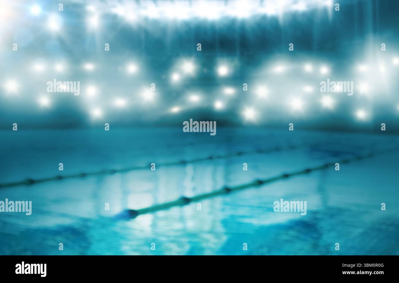 le corde dell'acqua di piscina e della corsia da competizione sono mostrate in un design piatto, con divisori di corsia diagonali Foto Stock