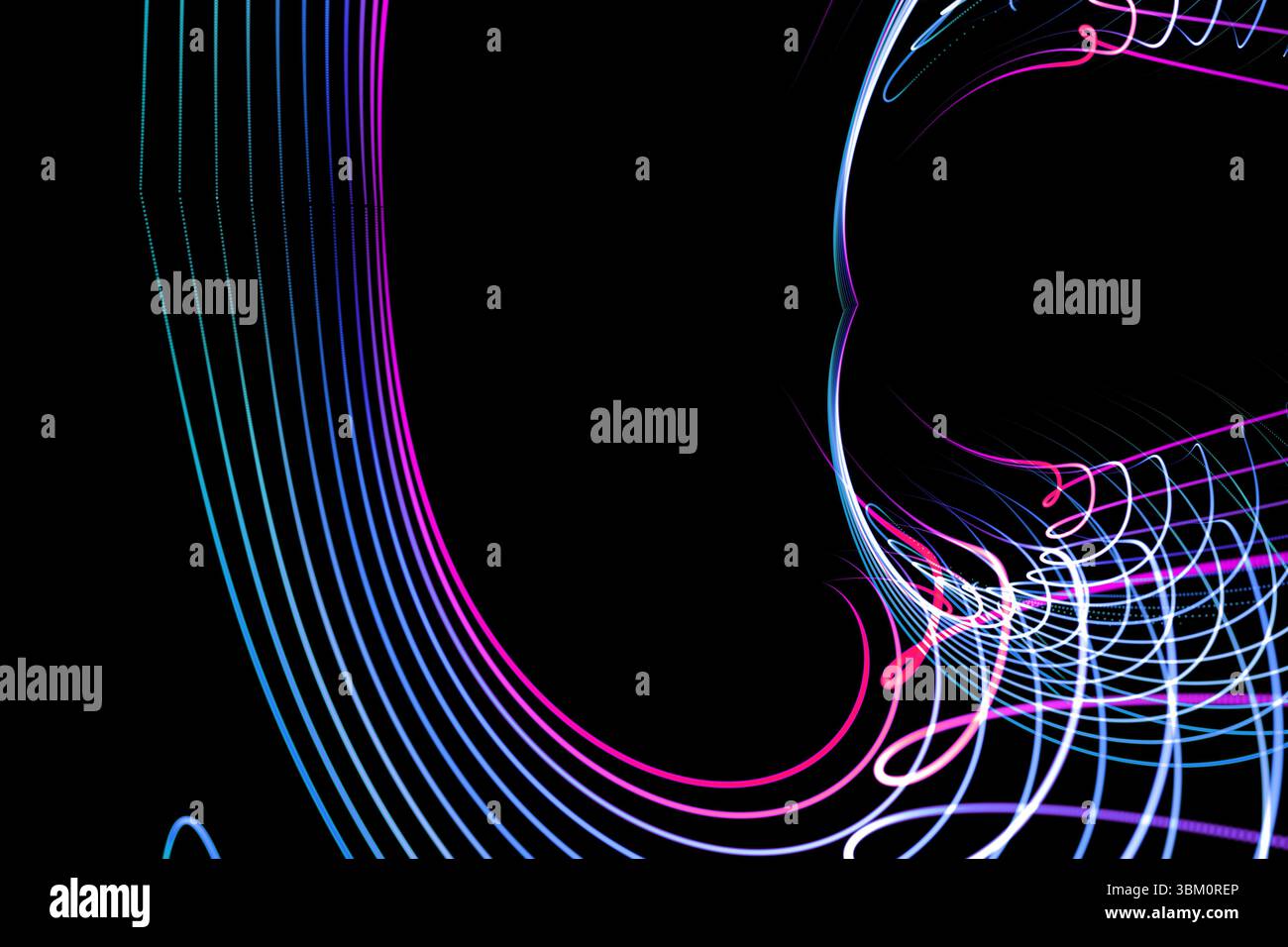 Linee incandescente su sfondo nero Foto Stock