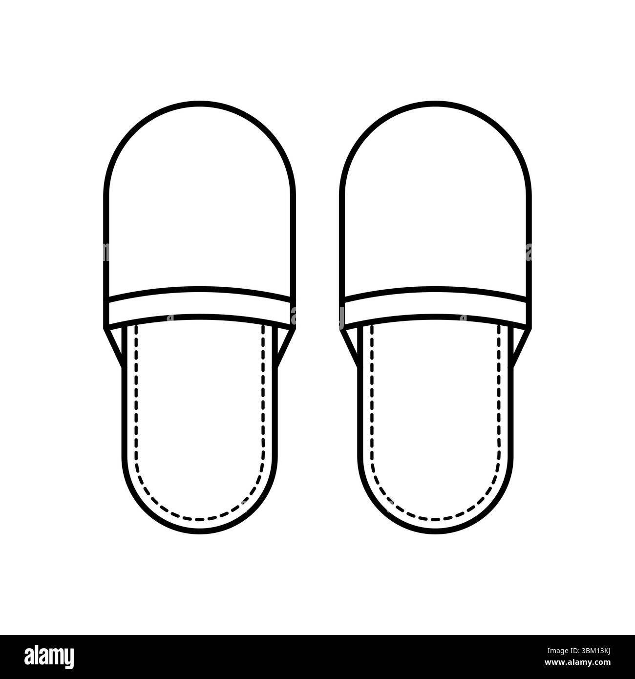 Icona linea pantofole. Industria dei viaggi. Hotel, centro benessere. Un paio di pantofole per dormire. Concetto di relax a casa. Un paio di calzature per interni. Vettore Illustrazione Vettoriale