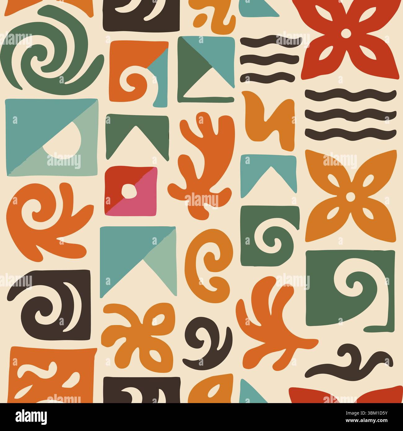 forme-geometriche-organiche-astratte-tribali-etniche-senza cuciture Foto Stock