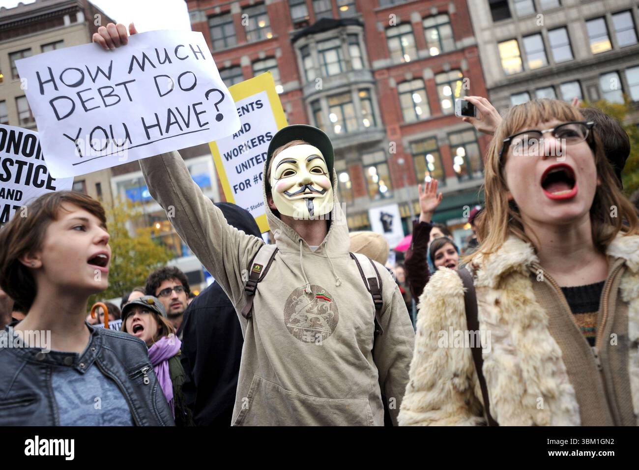 Atmosfera alle proteste di Occupy Wall Street a New York City - 17 novembre 2011 Foto Stock