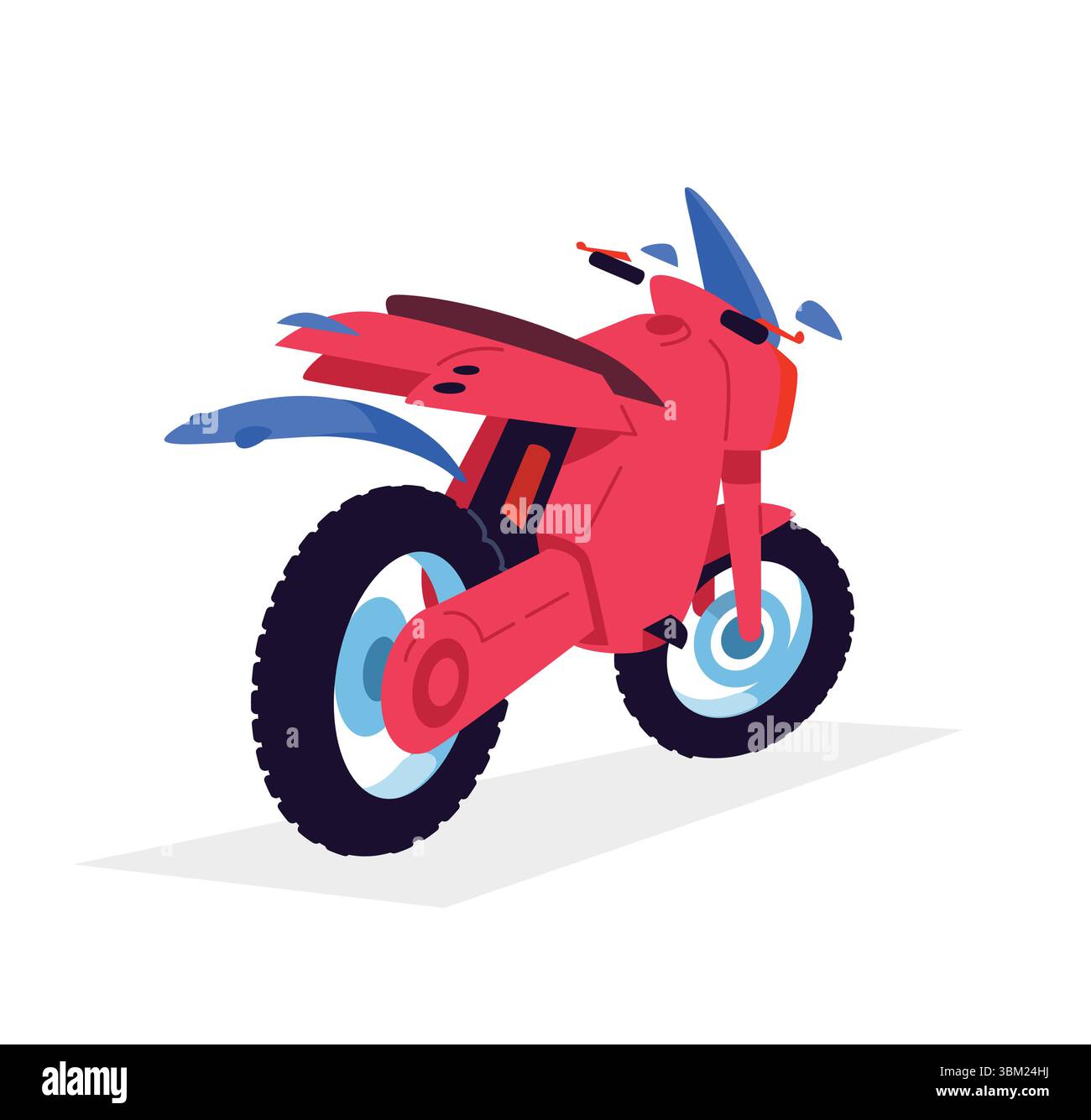 Illustrazione di una motocicletta rossa in stile enduro. Una moto senza moto. Vettore. Un'immagine per progetti di design e siti Web. Illustrazione Vettoriale