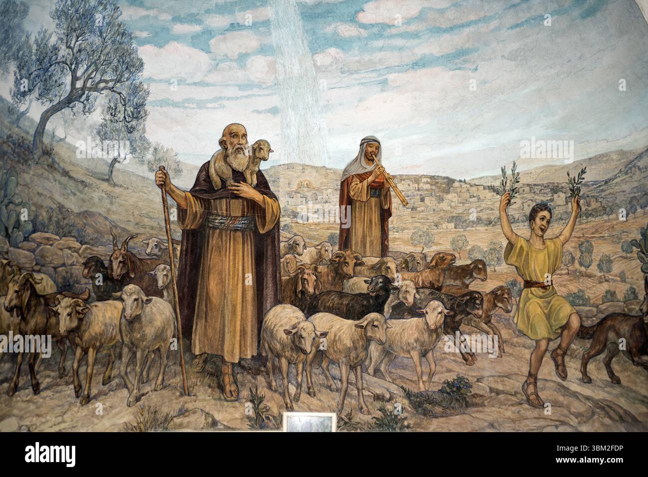 Betlemme Palestina; pellegrinaggio dei pastori al presepe di Gesù; Pilgerfahrt der Hirten zur Krippe Jesu; peregrinación de pastores al pesebre de Jesus Foto Stock