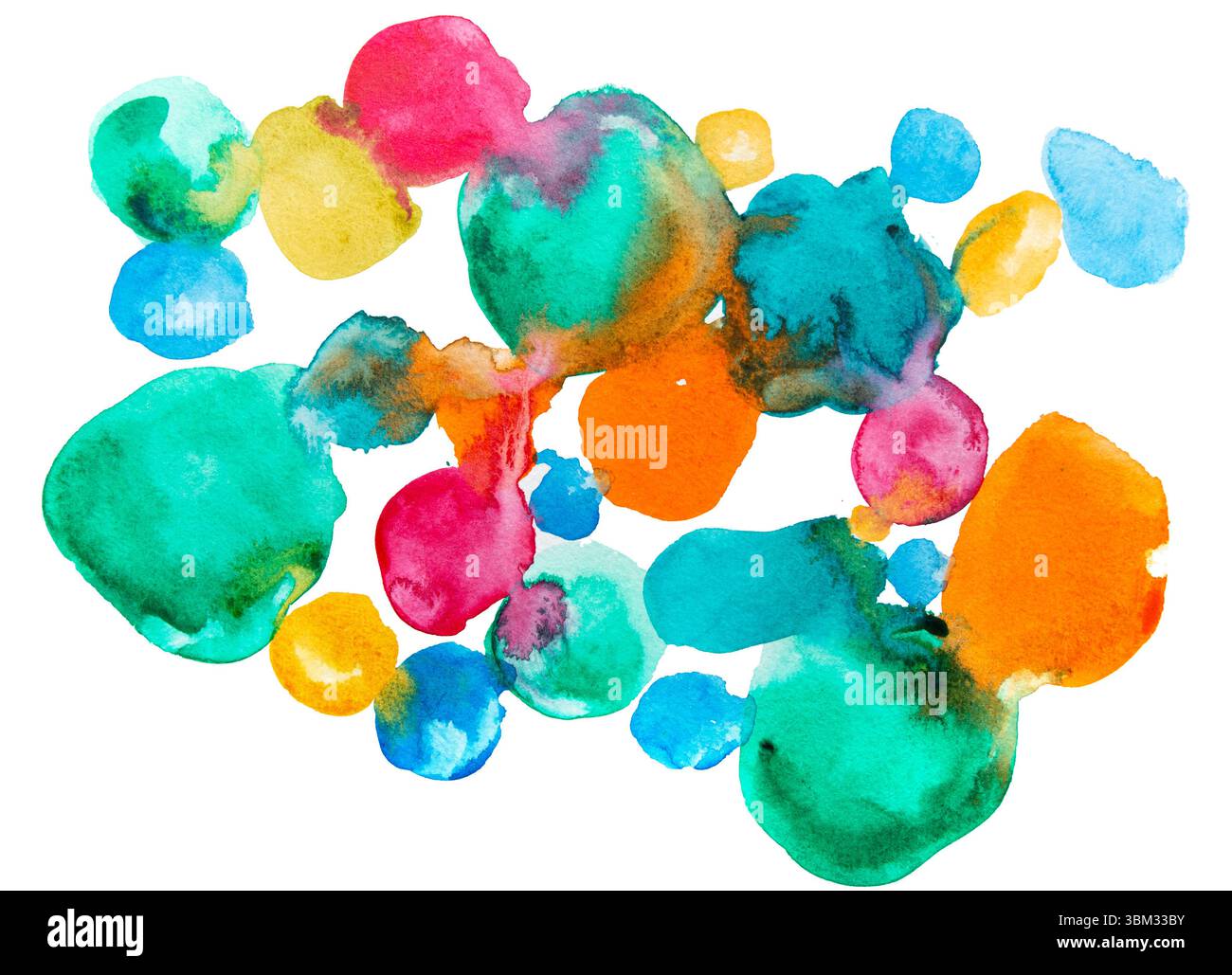 Colorate macchie di acquerello disegnate a mano libera Foto Stock