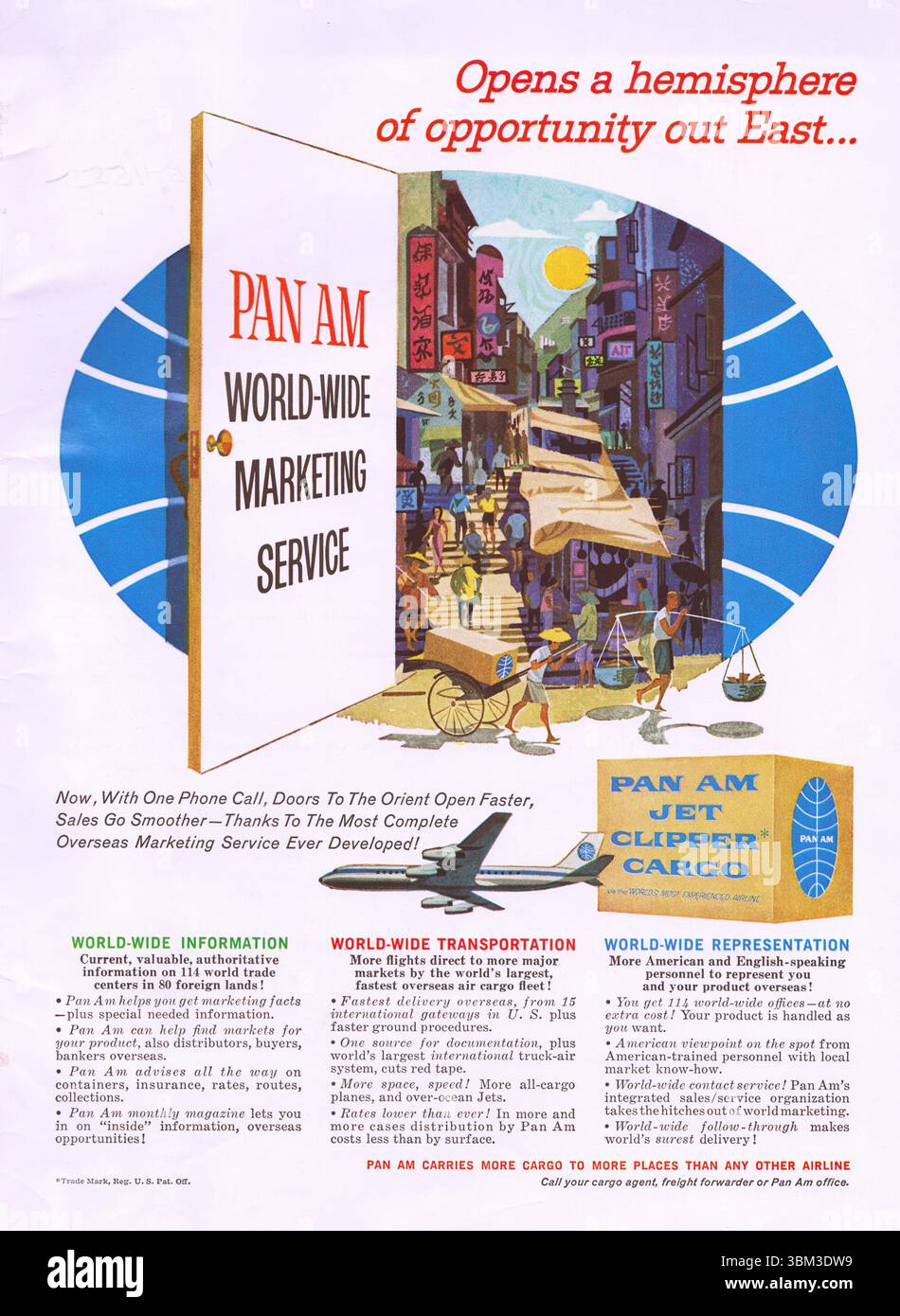 Pan Am Jet Clipper Cargo pubblicità vintage 1979 Foto Stock