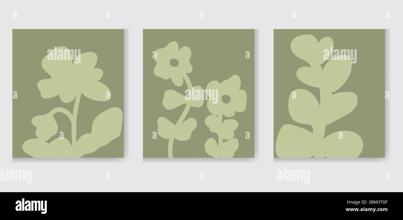 Foglie tropicali minimaliste in forme astratte, beige soffice su taupe. Perfetto per l'arredamento moderno, boho o di ispirazione scandinava e per progetti digitali Illustrazione Vettoriale