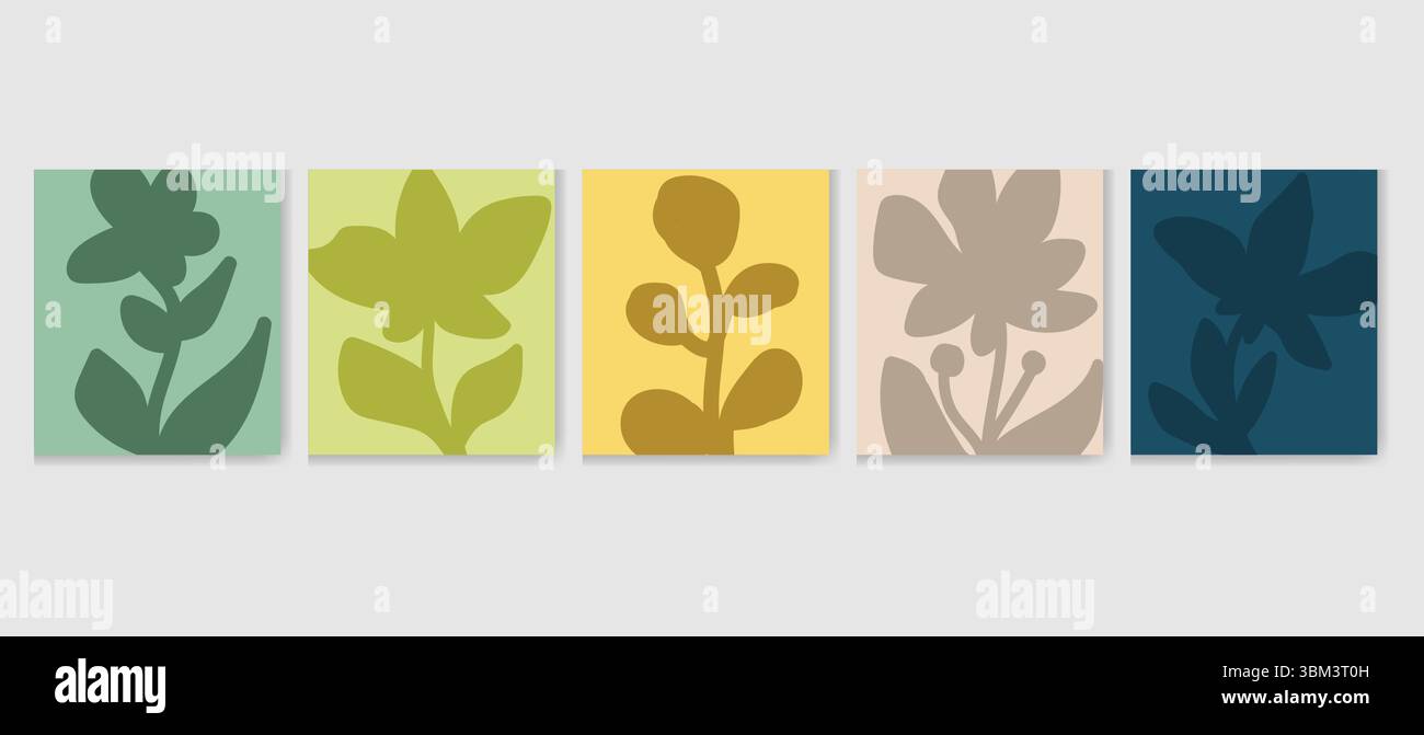 Foglie tropicali minimaliste in forme astratte, beige soffice su taupe. Perfetto per l'arredamento moderno, boho o di ispirazione scandinava e per progetti digitali Illustrazione Vettoriale