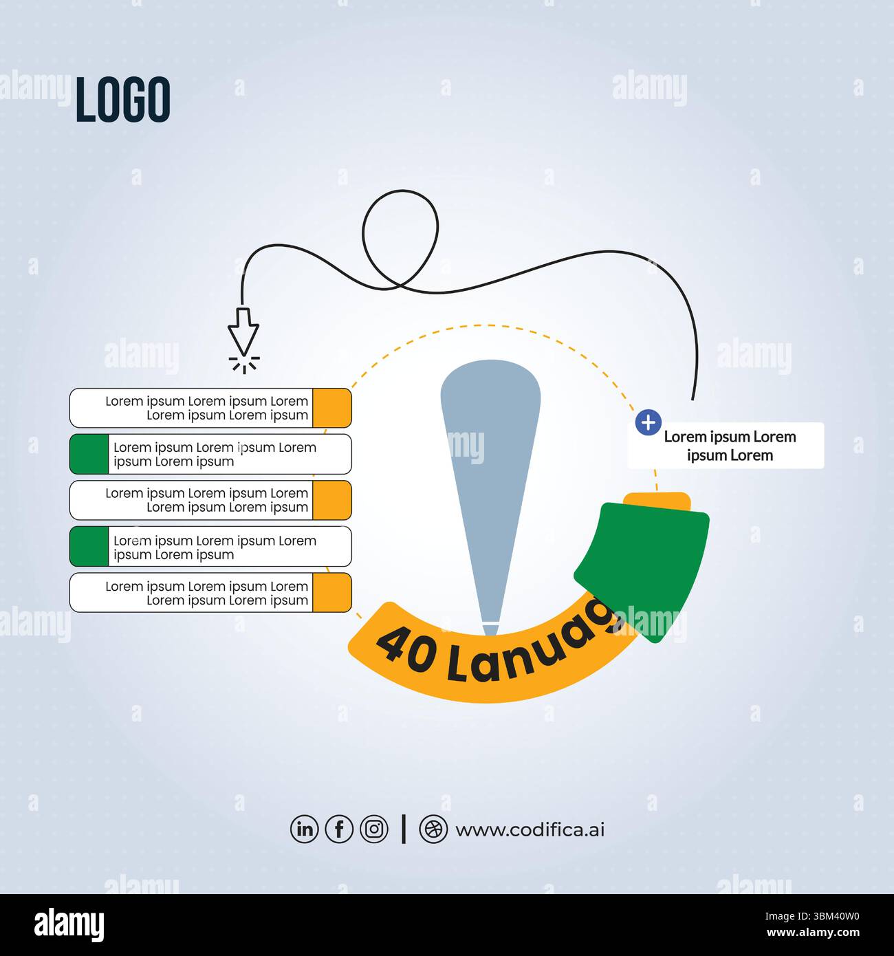 Social media, design creativo, analisi e step art Illustrazione Vettoriale