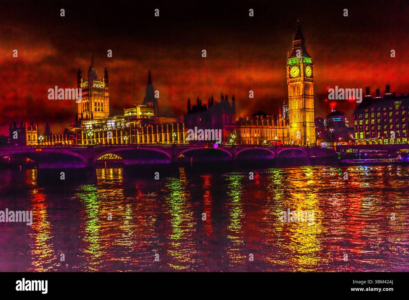 Big Ben, Westminster Bridge, Houses of Parliament, Westminster, Londra, Inghilterra. Foto Stock