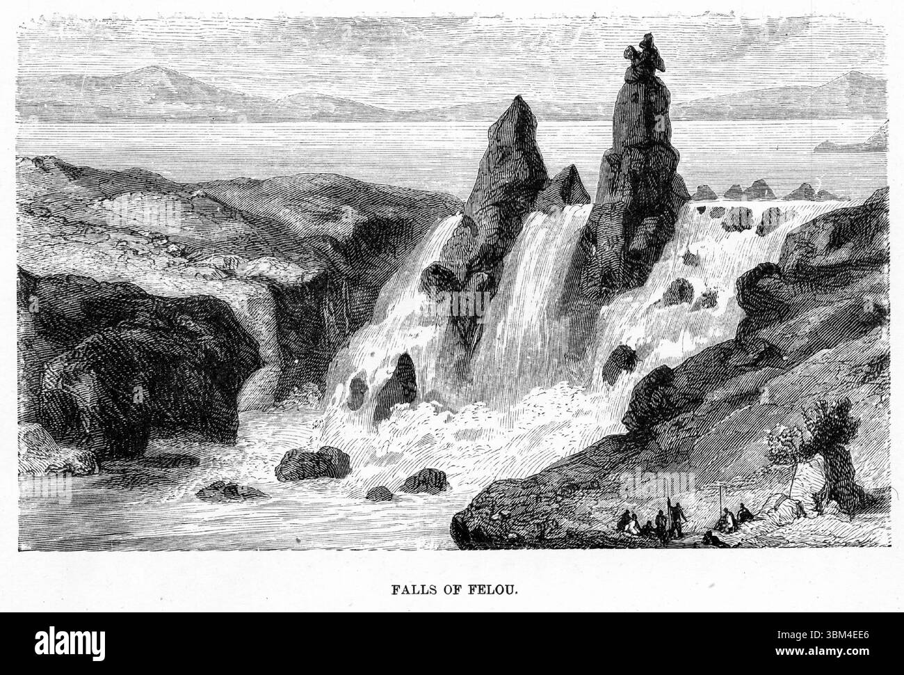Incisione delle Cascate di Felou, non identificate dai moderni motori di ricerca, da Wonders and Beauties of Creation, 1884 Foto Stock
