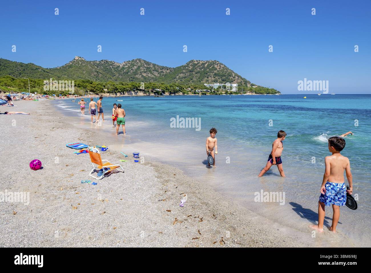 Es Ribell Beach, Cala sa Marjal, Costa de los Pinos, Son Servera, Maiorca, Isole Baleari, Spagna, Europa Foto Stock