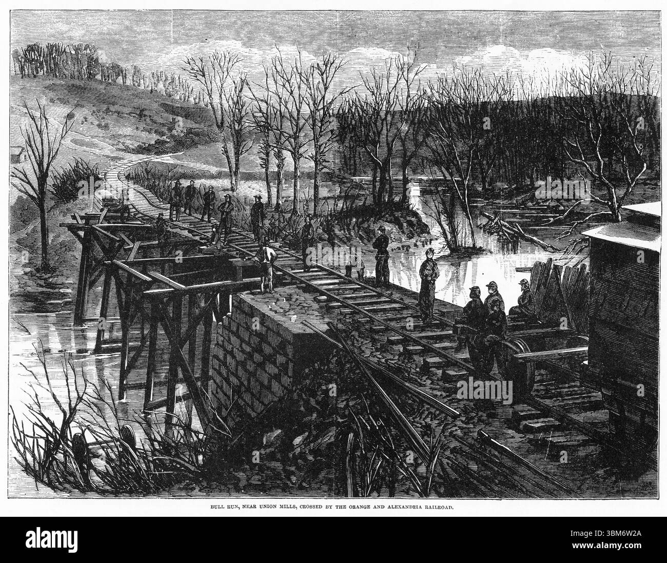 Incisione di Bull Run durante la guerra civile americana Foto Stock