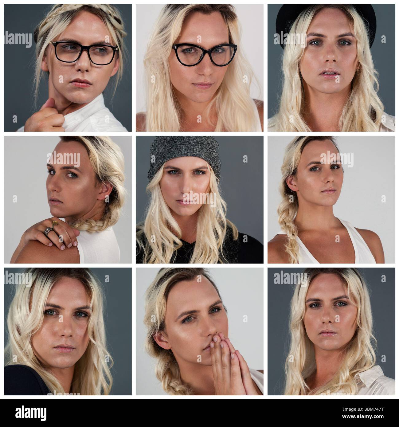 Persone collage ritratto 3x3 Foto Stock