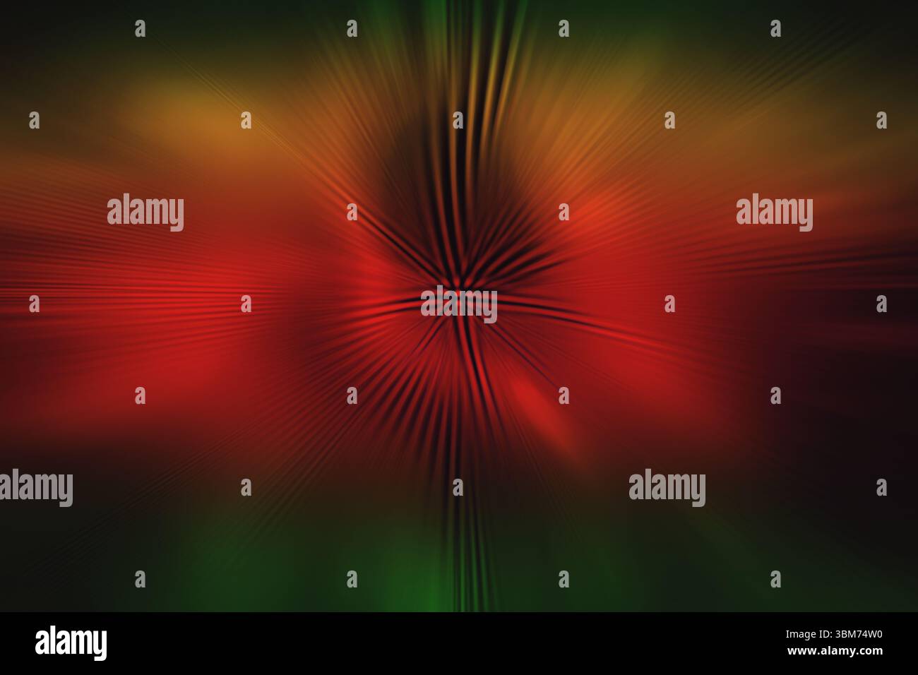 Motivo sfumato radiale astratto che mostra linee di sfocatura rosso e verde vivaci in un design piatto Foto Stock