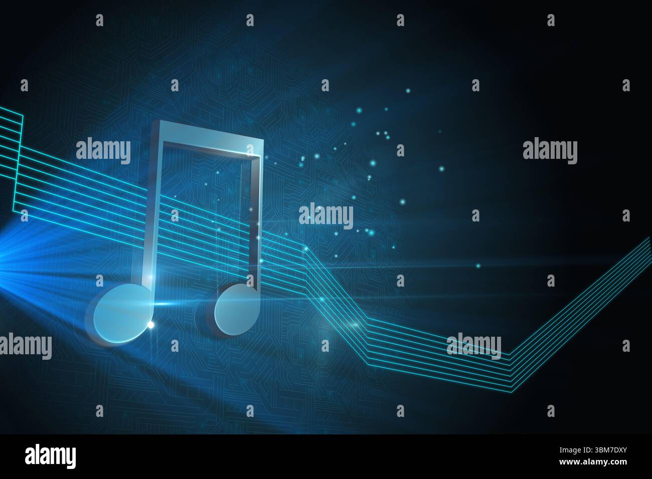 Nota lucido su sfondo nero Foto Stock