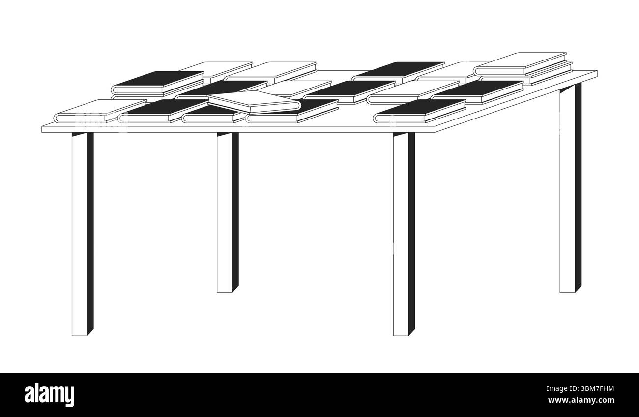 Tavolo in legno che visualizza l'oggetto linea 2D dei libri di libreria impilati Illustrazione Vettoriale Tavolo in legno che visualizza l'oggetto linea 2D dei libri di libreria impilati Illustrazione Vettoriale
