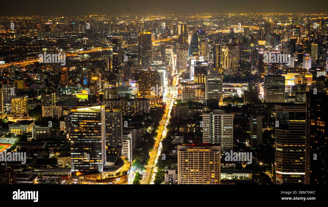 Bangkok cityscape di notte Foto Stock