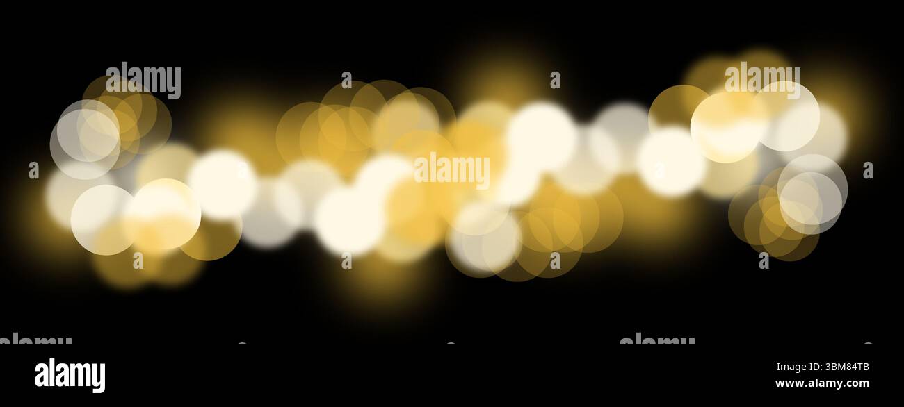 Luci bokeh dorate e arancioni che creano un effetto festoso e scintillante con macchie morbide e circolari per le celebrazioni di Capodanno e Natale. L'offuscato, ab Foto Stock