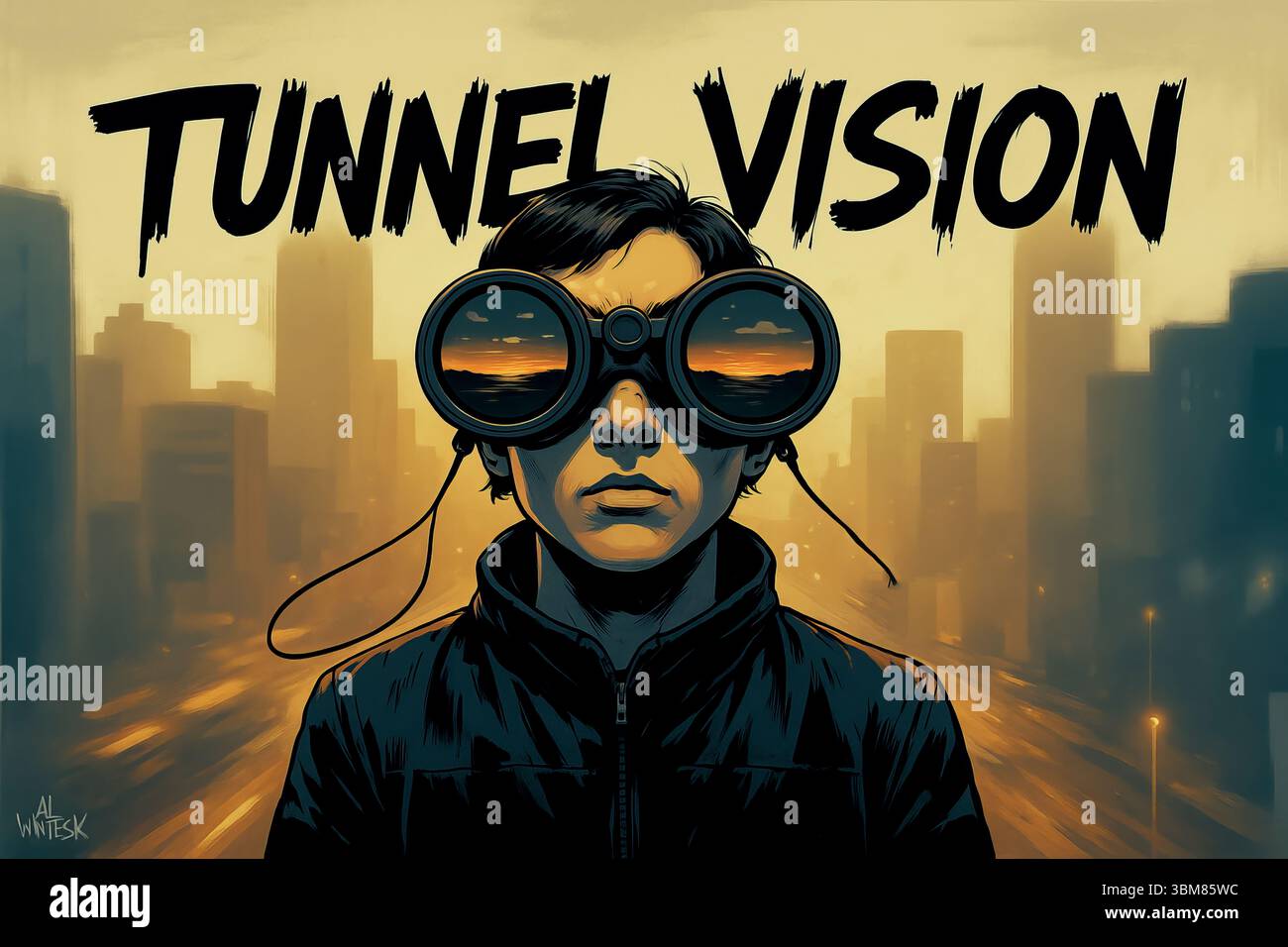 Visione del tunnel urbano come metafora di messa a fuoco stretta e isolamento Foto Stock