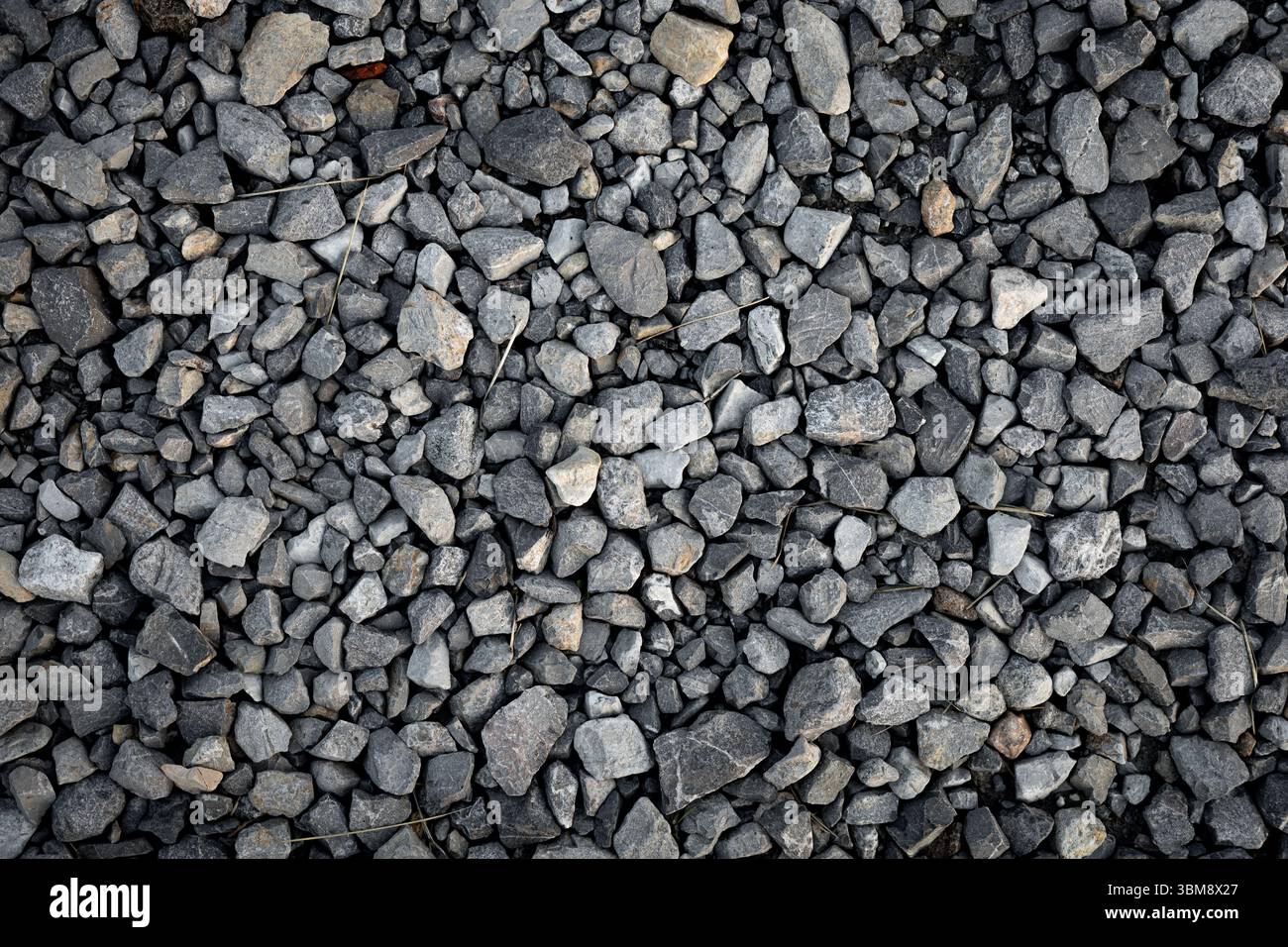 Texture di fondo con piccoli ciottoli di pietra grigi Foto Stock