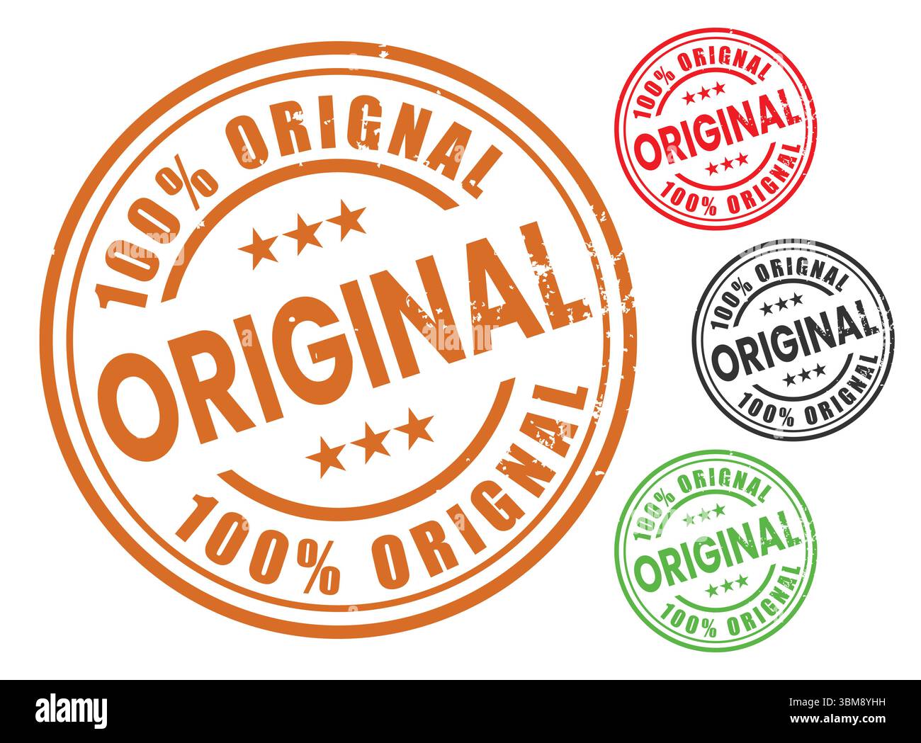 Timbro in gomma 100% originale garantito collezione di sigilli originali Illustrazione Vettoriale