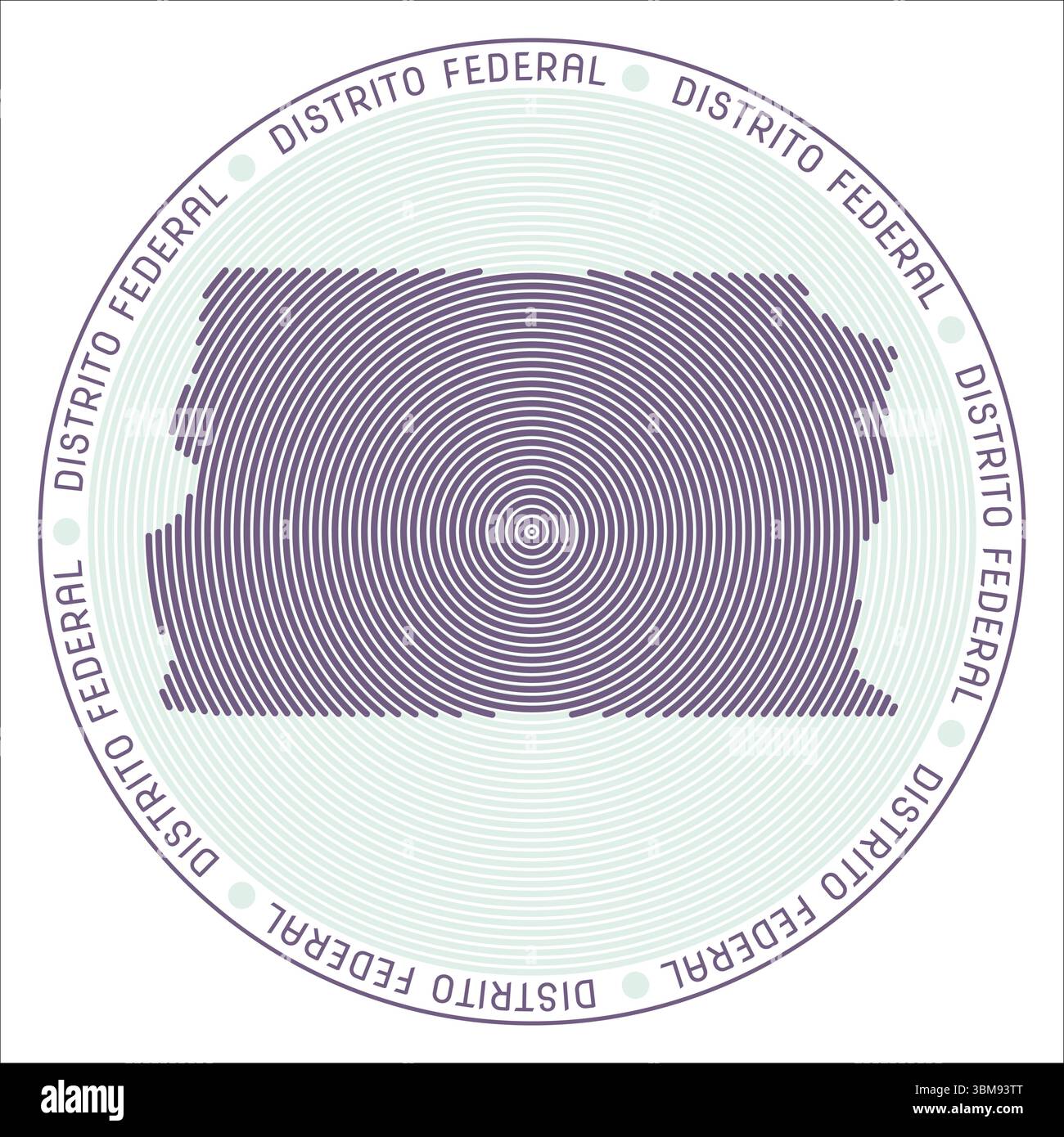 Logo rotondo Distrito Federal. Forma a stato costruita con anelli. Messaggio federale del Distrito in giro per lo stato. Illustrazione vettoriale. Illustrazione Vettoriale