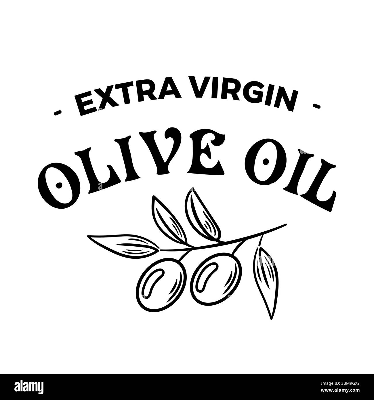 Questa illustrazione vettoriale mostra uno squisito ramo d'oliva abbinato a una sofisticata etichetta di olio d'oliva, che mette in risalto l'armonia della natura e dell'elega Illustrazione Vettoriale