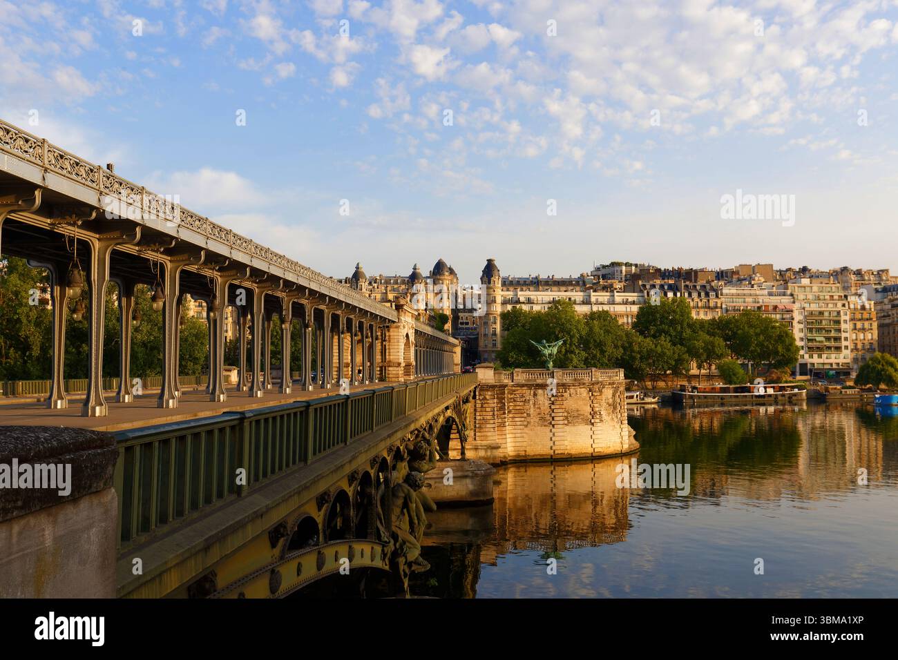 Questa vista urbana di Parigi a Bir-Hakeim significa una vista dall'alto di Parigi. Mattina presto. Foto Stock