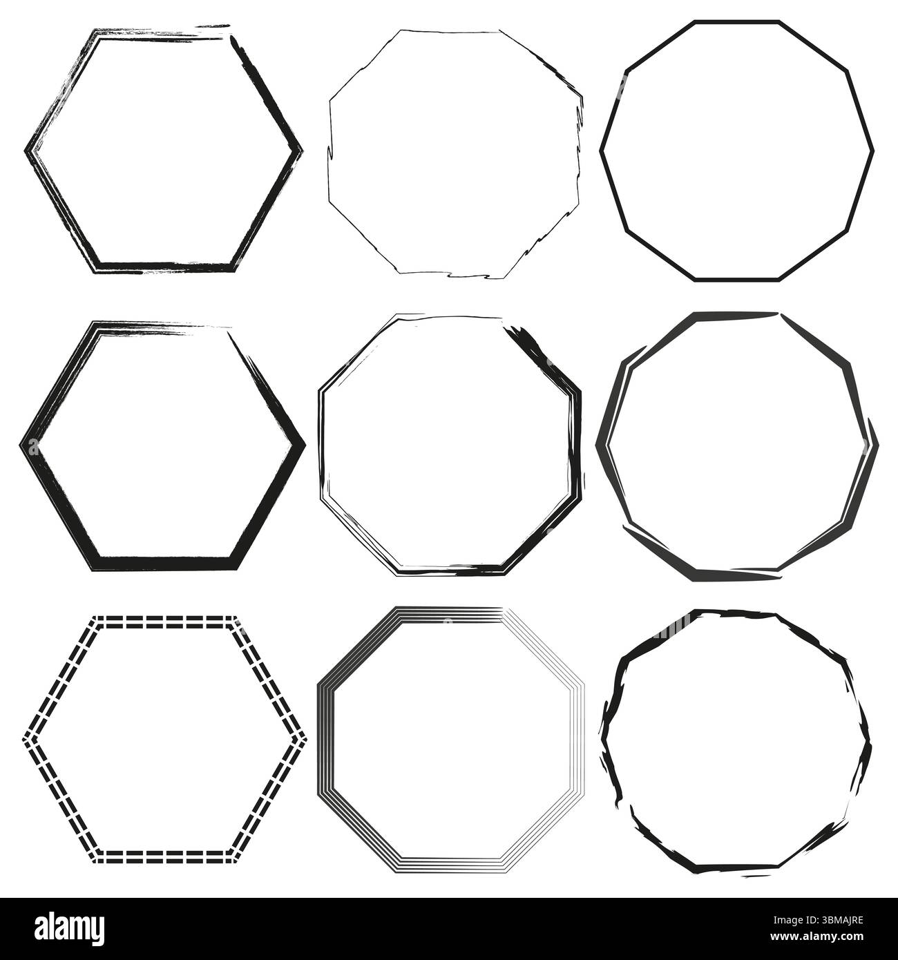 Icona della griglia esagonale. Simbolo della cella poligonale. Illustrazione della cornice nera. Design geometrico vettoriale. Illustrazione Vettoriale
