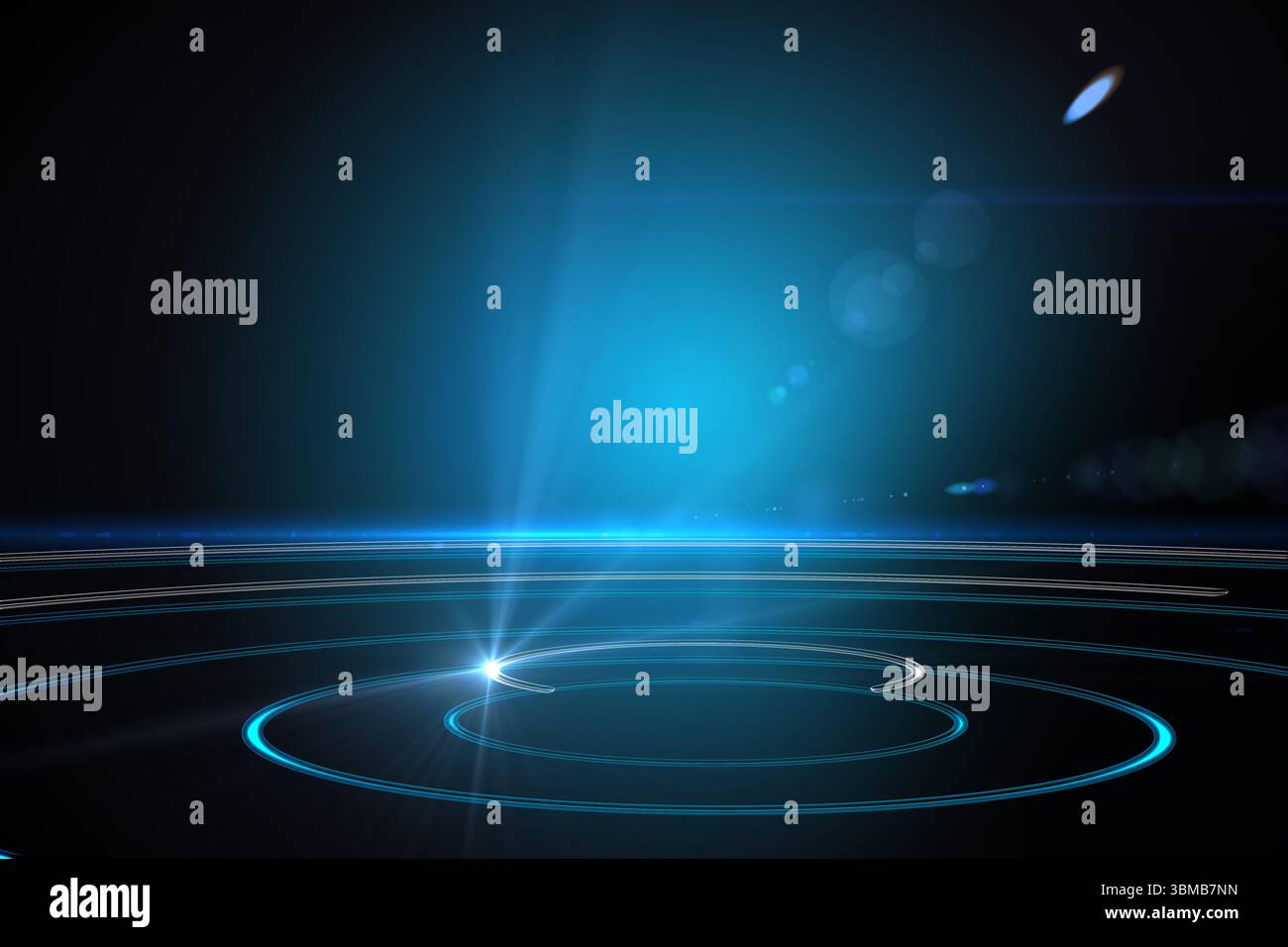 Sfondo nero con cerchi luminosi Foto Stock