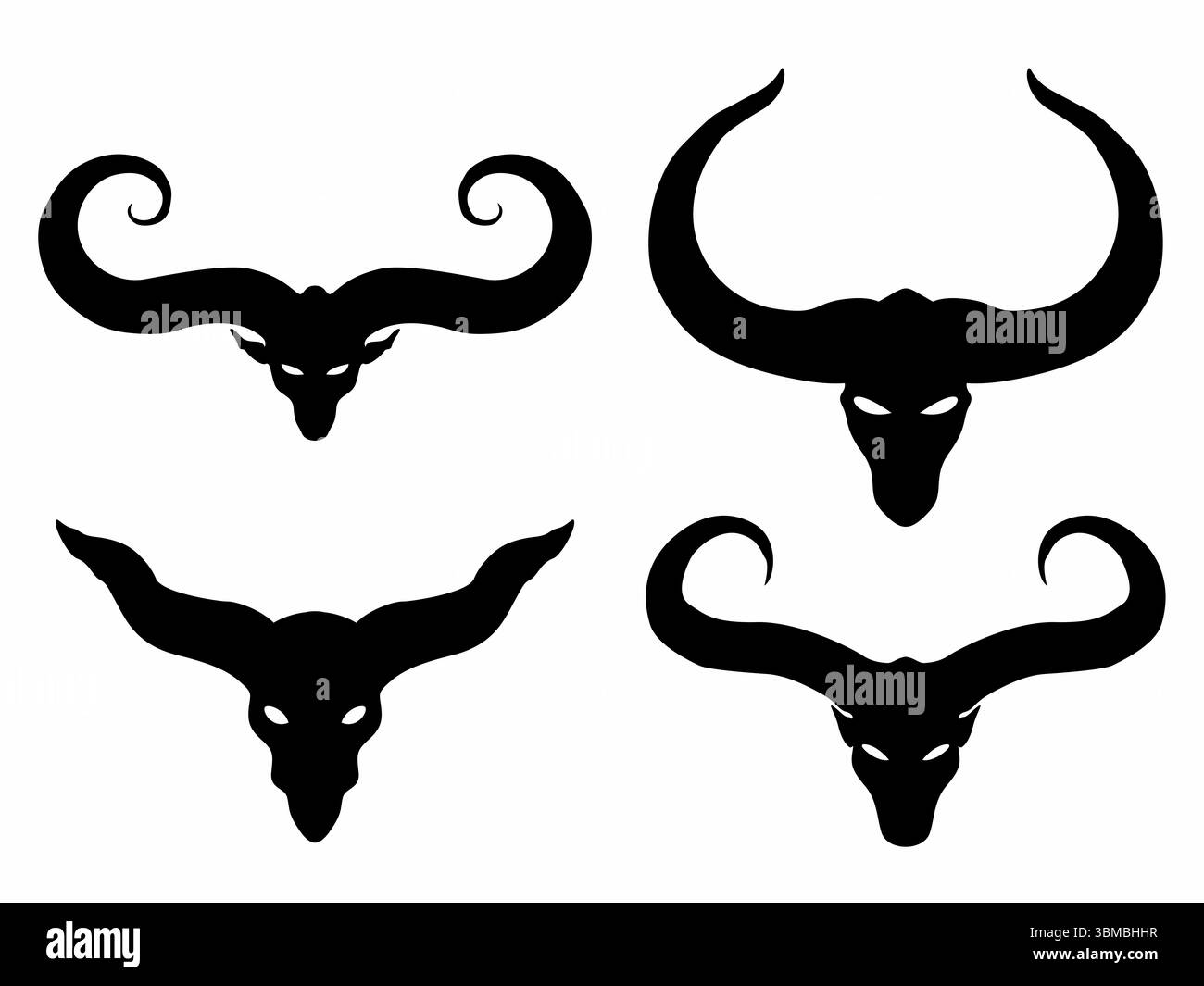 Demone cornuto accovacciato con mani grandi Foto Stock