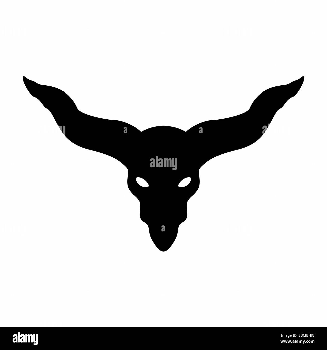 Demone cornuto accovacciato con mani grandi Foto Stock