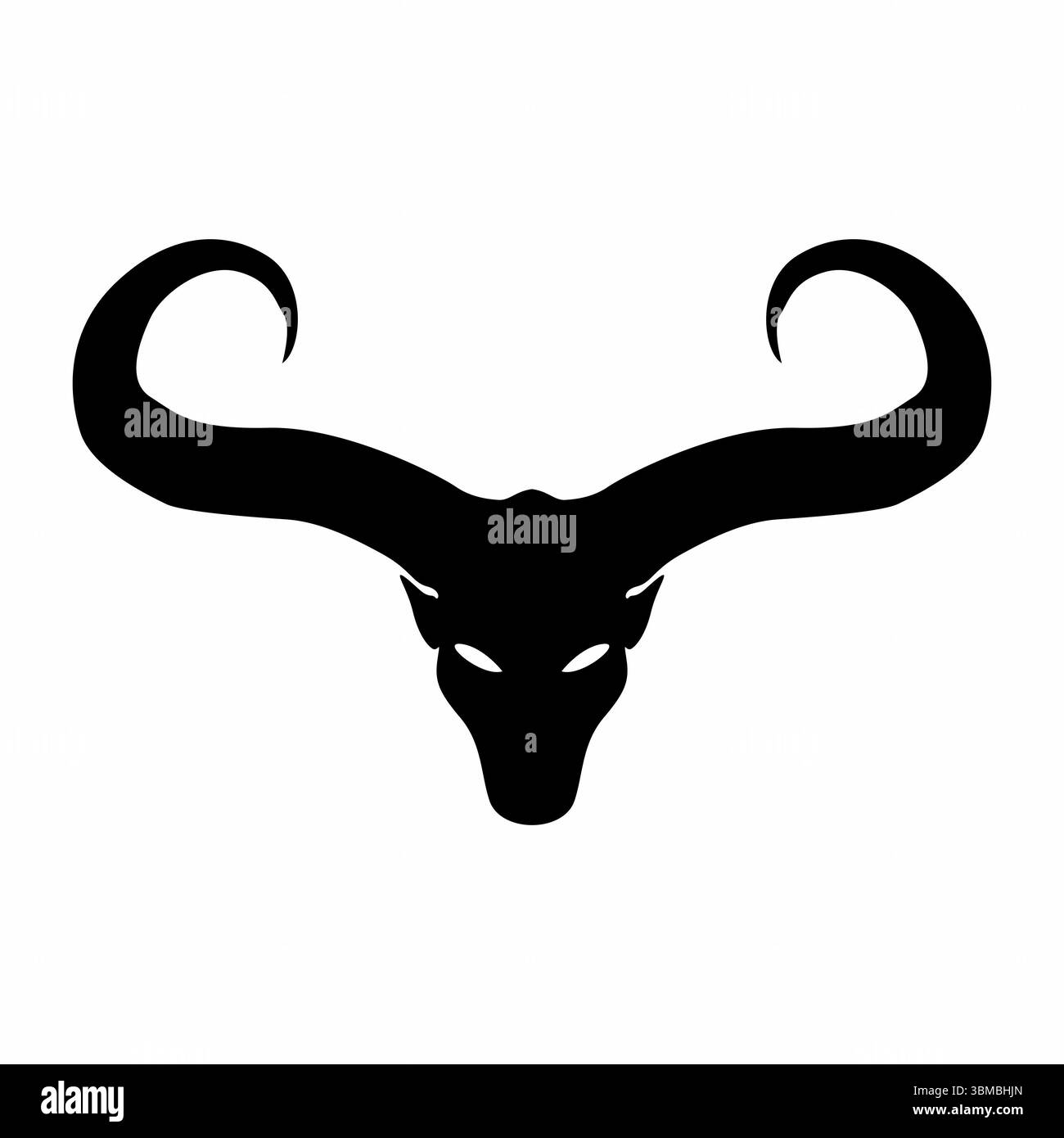 Demone cornuto accovacciato con mani grandi Foto Stock