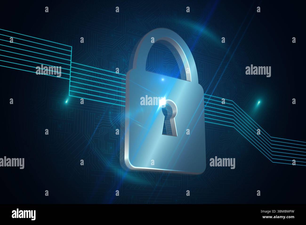 Serratura lucido su sfondo nero Foto Stock