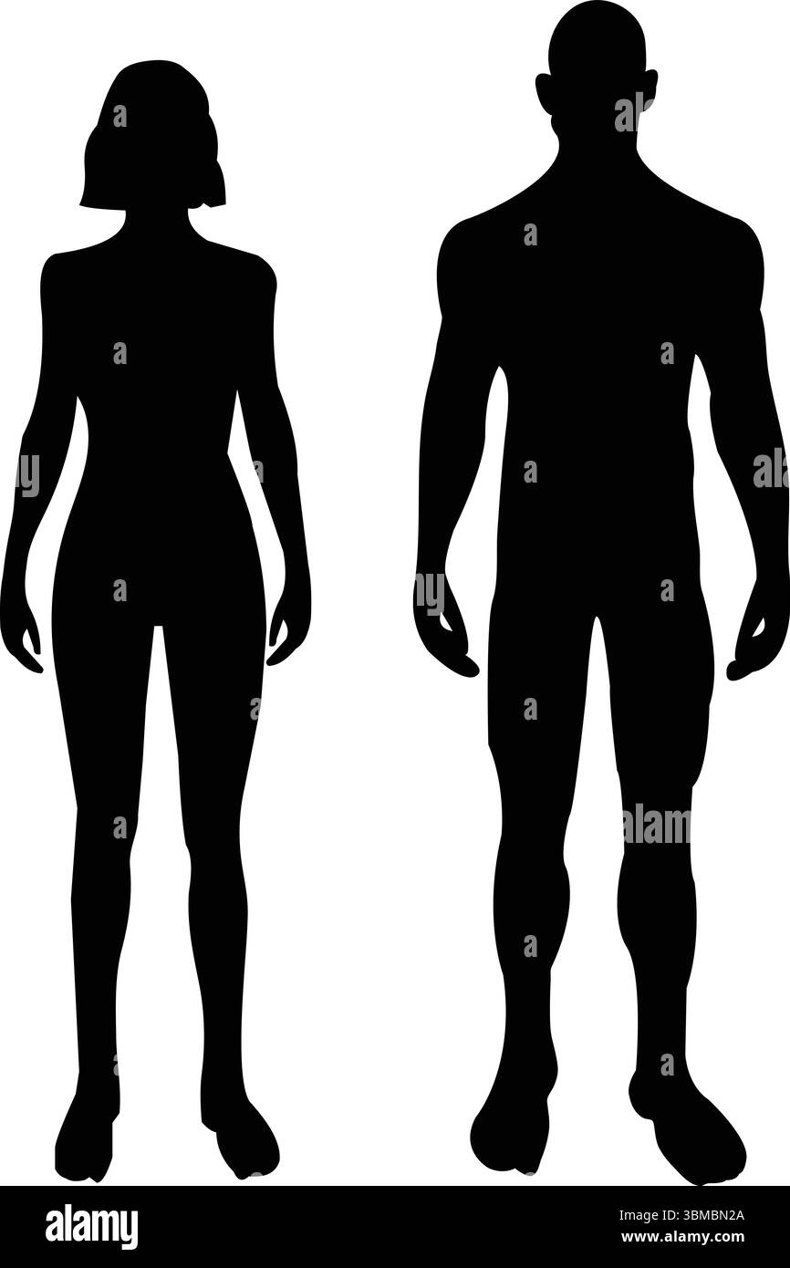 Silhouette di coppia: Silhouette maschile e femminile Illustrazione Vettoriale