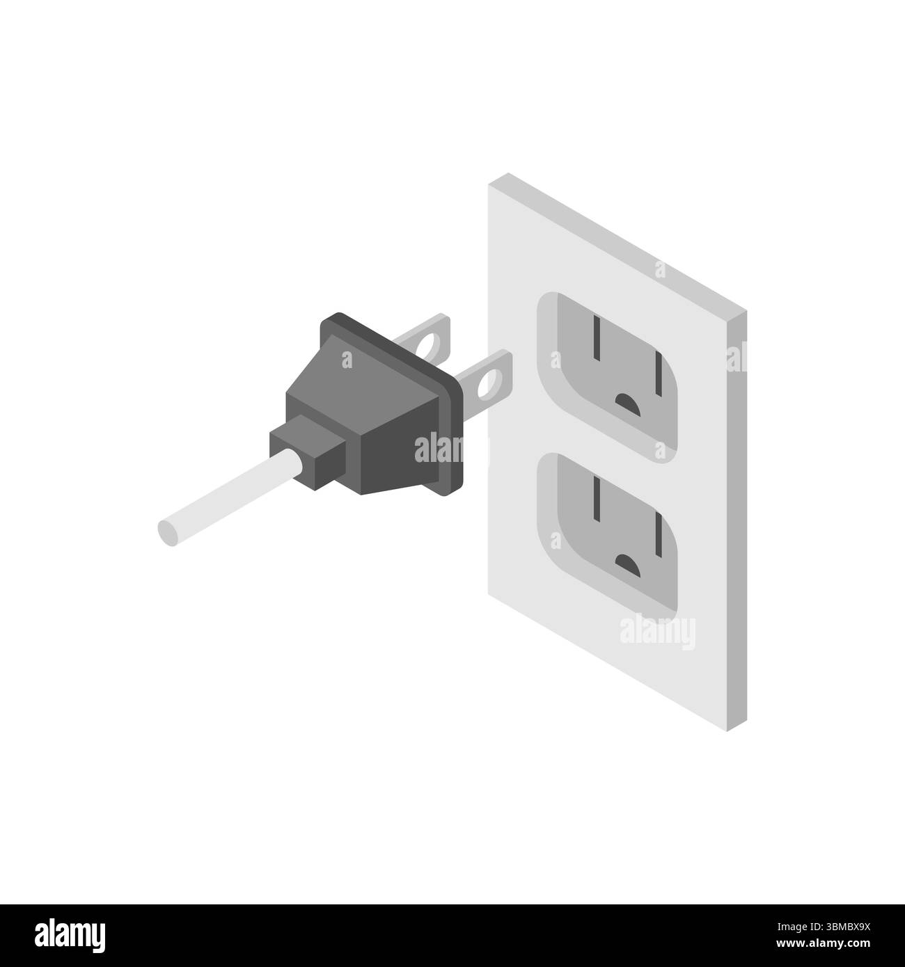 Spina e presa isolate. Apparecchi elettrici collegati alla rete Illustrazione Vettoriale