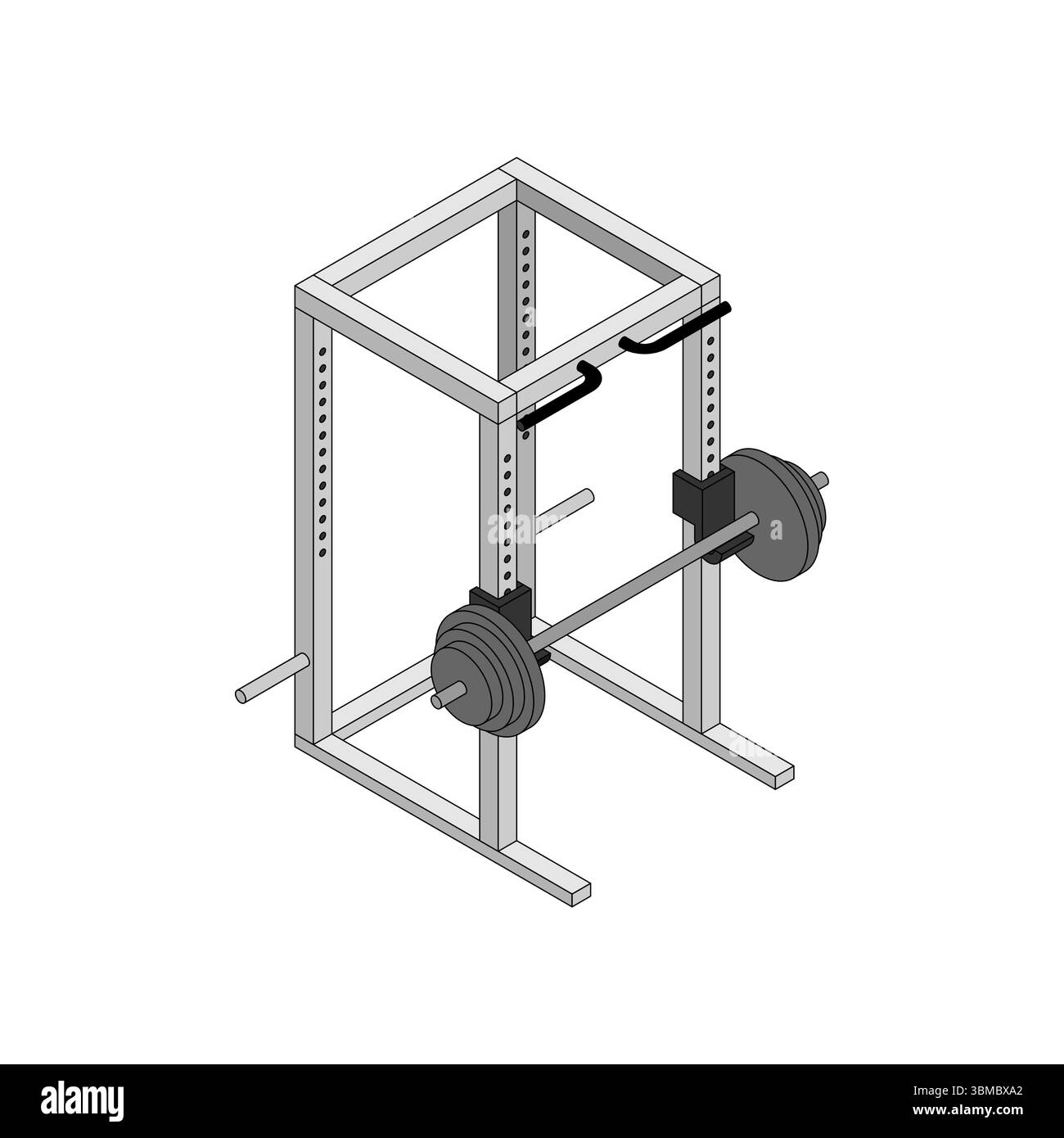 Macchina per rack di alimentazione. Macchina per squat. Allenamento con i pesi Illustrazione Vettoriale