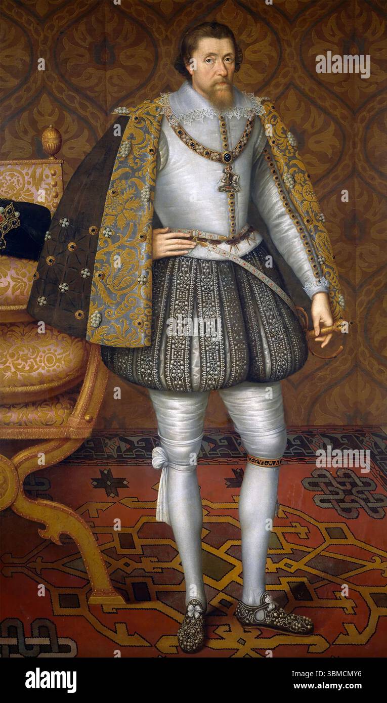 GIACOMO vi E i (1566-1625) come re d'Inghilterra e Scozia intorno al 1605 attribuito a John de Critz Foto Stock