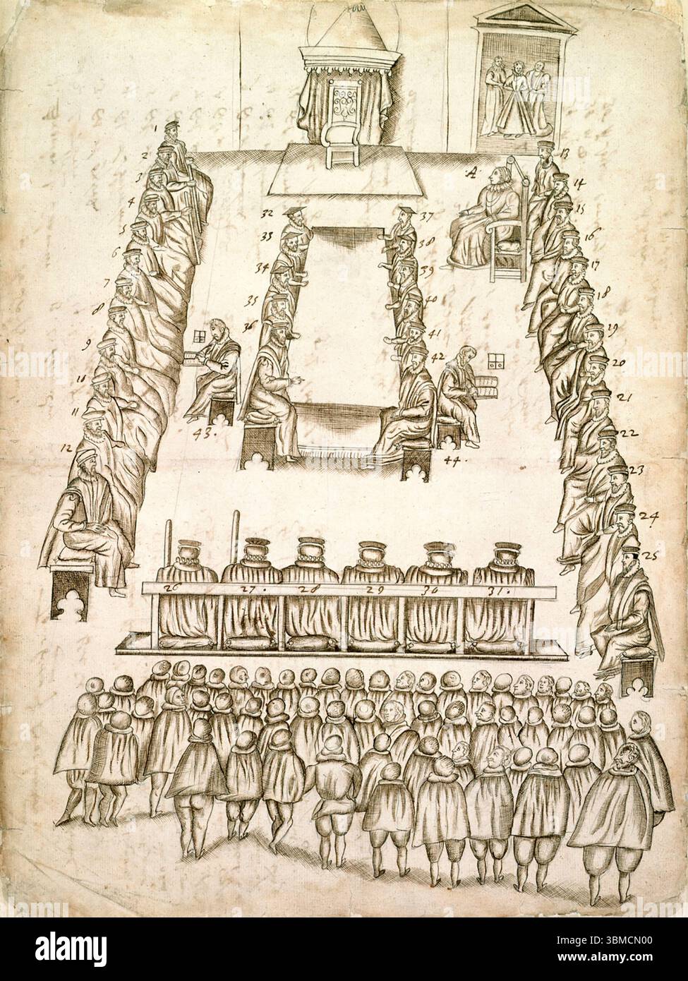 MARIA, REGINA DI SCOZIA (1542-1587), testimone oculare del suo processo nel castello di Fotheringhay, 14-15 ottobre 1586 Foto Stock