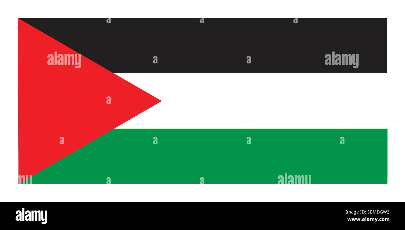 Illustrazione dei vettori di bandiera nazionale della Palestina che simboleggia il patriottismo, la libertà, l'identità mediorientale. Ideale per uso culturale, politico o editoriale. Illustrazione Vettoriale