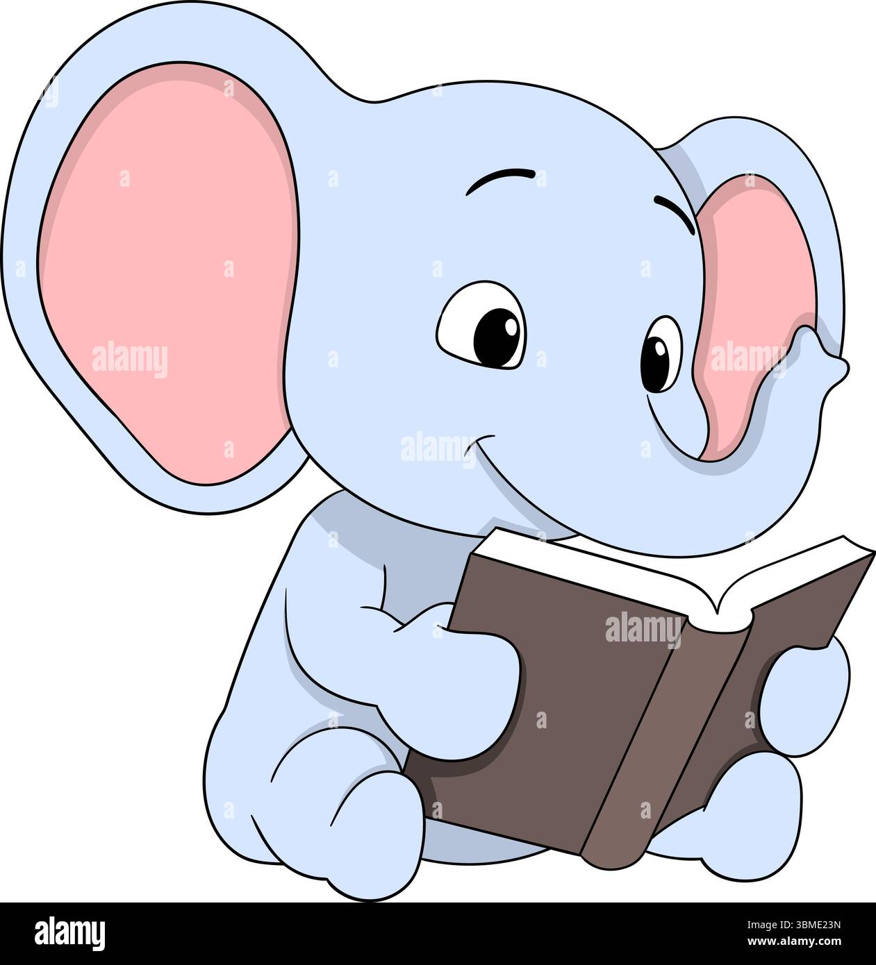 Adorabile vitello con elefante cartoni animati che legge volentieri un libro, perfetto per materiale educativo per i bambini, promozioni in biblioteca o contenuti per l'apprendimento della fauna selvatica Illustrazione Vettoriale Adorabile vitello con elefante cartoni animati che legge volentieri un libro, perfetto per materiale educativo per i bambini, promozioni in biblioteca o contenuti per l'apprendimento della fauna selvatica Illustrazione Vettoriale